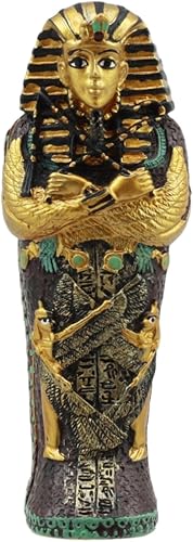 Miniatura 3 de Gifts & Decor Ebros - Juego de estatuillas de faraón egipcio Tutankamón, faraón, sarcófago, ataúd con momia, 4 pulgadas de largo, escultura
