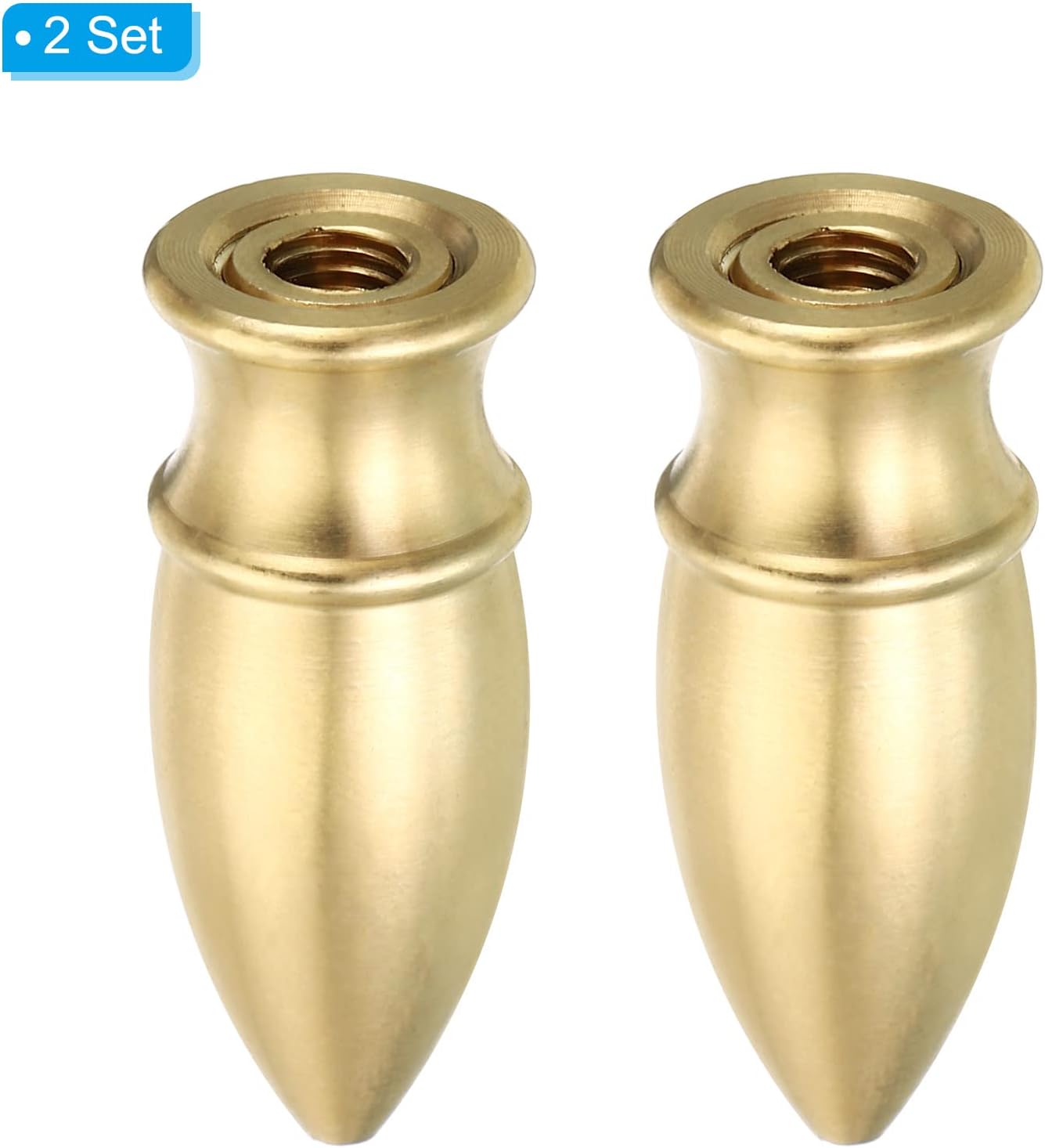 PATIKIL 1.6" Tall Brass Lamp Finials Cap Knob, 2 Set Lamp Screw Holder Tapped 1/4-27 for Table and Floor Lamp Shade Decorations Top