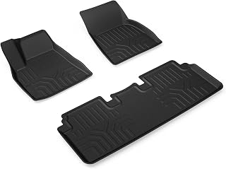 KIWI MASTER Floor Mats Compatible for 2012-2021 Tesla Model S Accessories All Weather Protector Mat Front & Rear 2 Row Seat TPE Slush Liner Black