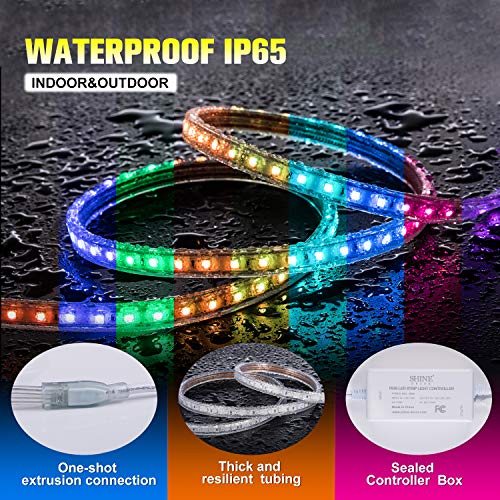 Shine Decor Led Rgb Strip Lights 82Ft/25M Multicolor 60Leds/M, Etl-Listed 110V-120V Ac Rope Lights Outdoor Indoor Ip65 Waterproof Dimmable With Remote, Christmas String Light For Ambiance Lighting #TOP2