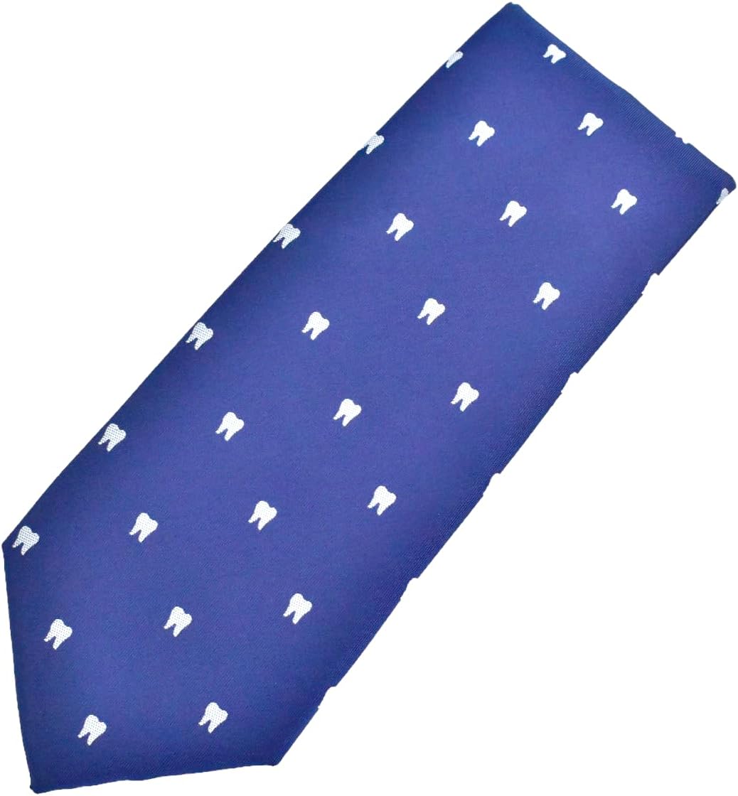 Maker V Dentist Necktie in Navy Blue, Tooth Neckties, Dental ties, Mens dentistry gift, Orthodontist, Oral Gygienist, Dental School gift for men