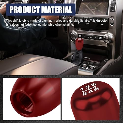 Miniatura 4 de Pomo de palanca de cambios para automóvil, perilla de cambio de transmisión manual, manija de palanca de cambios para automóvil con adaptadores,