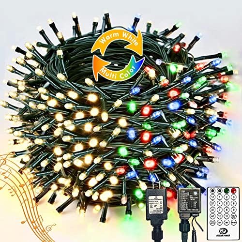 (Voice-Control & Music Sync) 164FT 500 LED Smart Color Changing Christmas String Lights, (Multi-Colored to Warm White) Christmas Tree Lights Outdoor Indoor with Timer Function & Smart Remote & 11 Mode