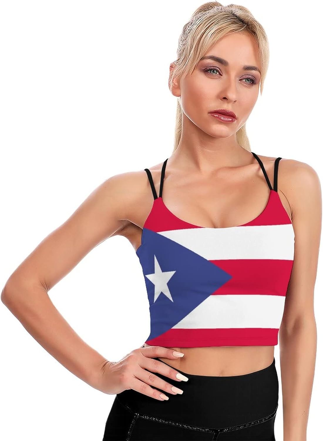 Women's Sport Tank Top Puerto Rico Flag Sports Bra Workout Yoga Top 2XL