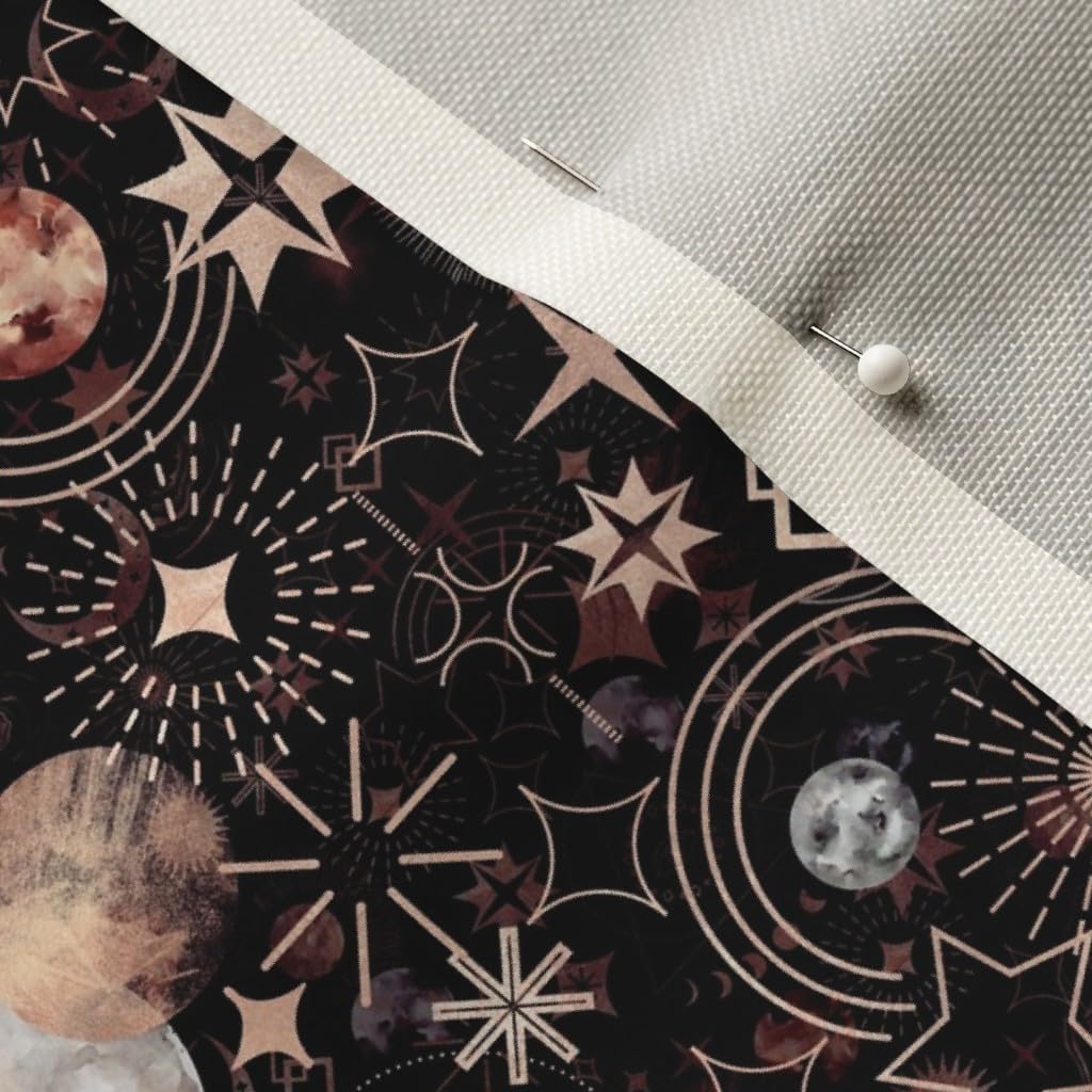 Spoonflower Fabric - Stars Moon Celestial Astrology Cosmic Cosmos Printed on Upholstery Velvet Fabric Fat Quarter - Upholstery Home Decor Bottomweight Apparel