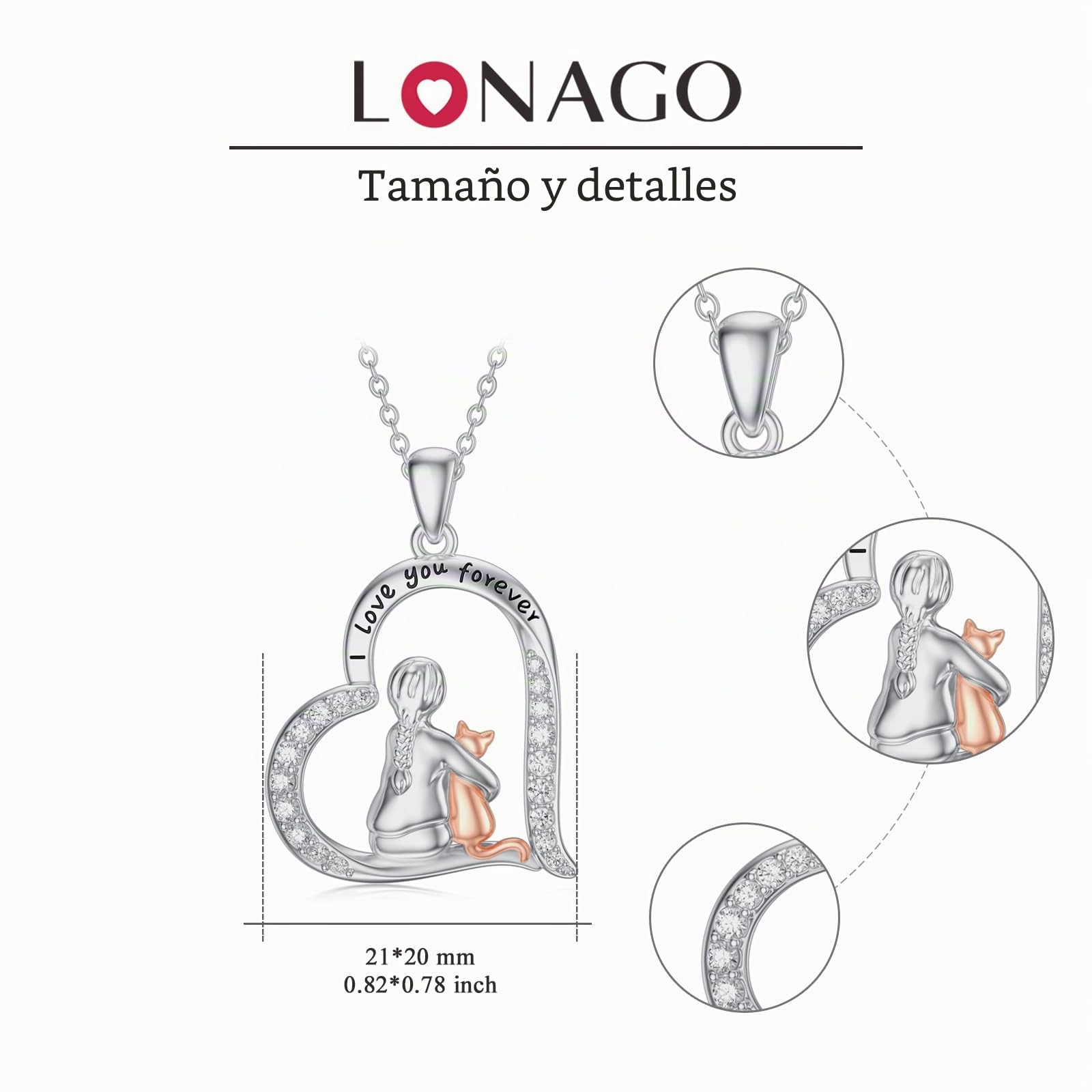 LONAGO Collar de Animales Plata de Ley 925 Lindo Zorro Cerdo Perro Pato Caracol Colgante Collar Joyas para Mujeres