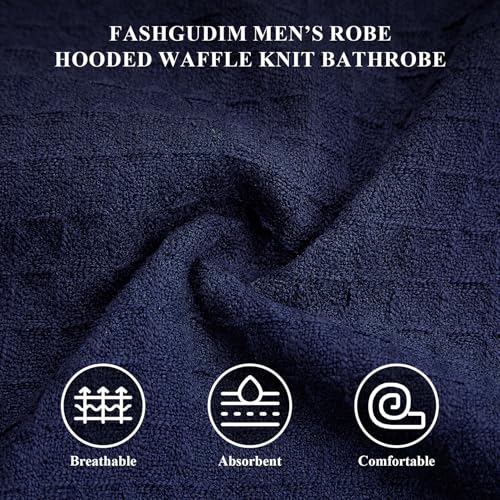 FashGudim Mens Luxury Waffle Robe Ultra Soft Lightweight Shower Spa Bathrobe4
