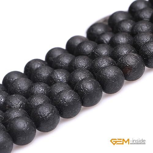 Miniatura 2 de GEM-Inside - Cuentas sueltas de ágata espaciadora de escarcha negra, cuentas sueltas de energía natural para hacer joyas, 0.315 pulgadas, redondas,