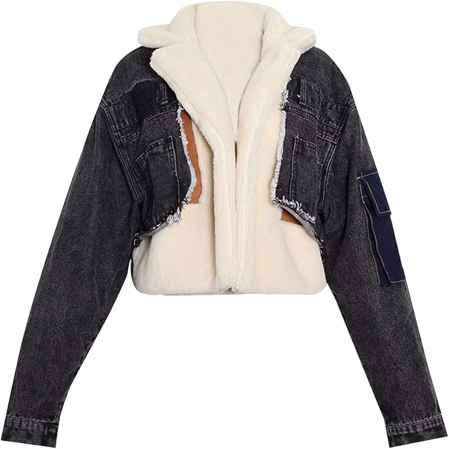 Lamb denim patchwork coat Clearance