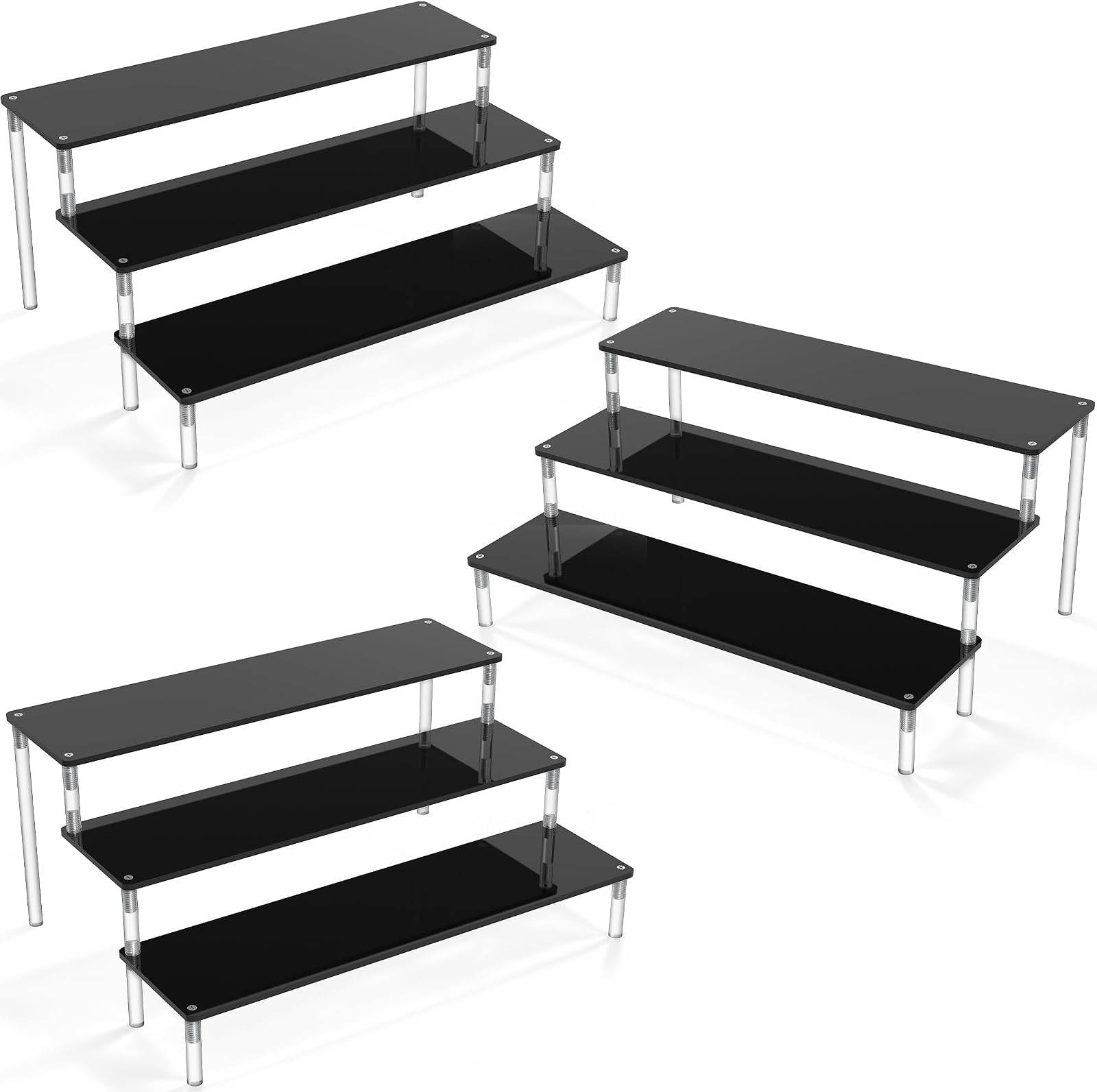 Black Acrylic Display Riser, 3 Tier Display Stand 12 Inch Perfume Organiser