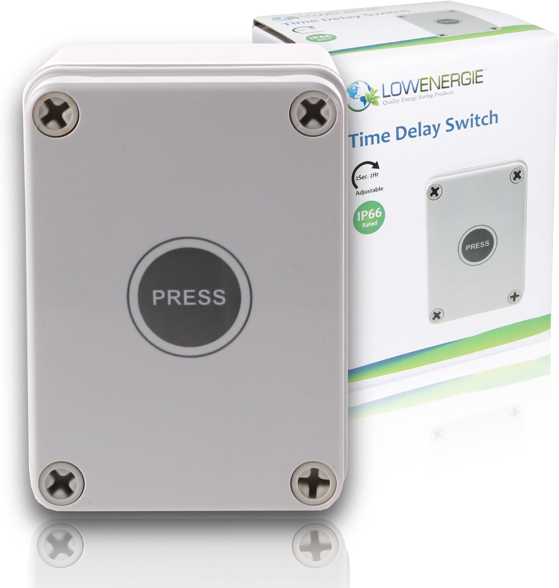 Electronic Weatherproof Time Lag Timer Switch, 3–30 Min Delay, IP66, Auto Shut-Off for Fans, Lights, Sheds, Garage, Bathroom, Surface Mount, Energy Saving, Easy Install – Lowenergie