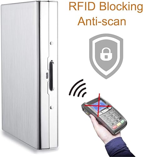 Miniatura 3 de EASTNIGHTS Protector de tarjeta de crédito RFID, cartera de metal para tarjetas de crédito, soporte para tarjetas de visita para hombres y mujeres,