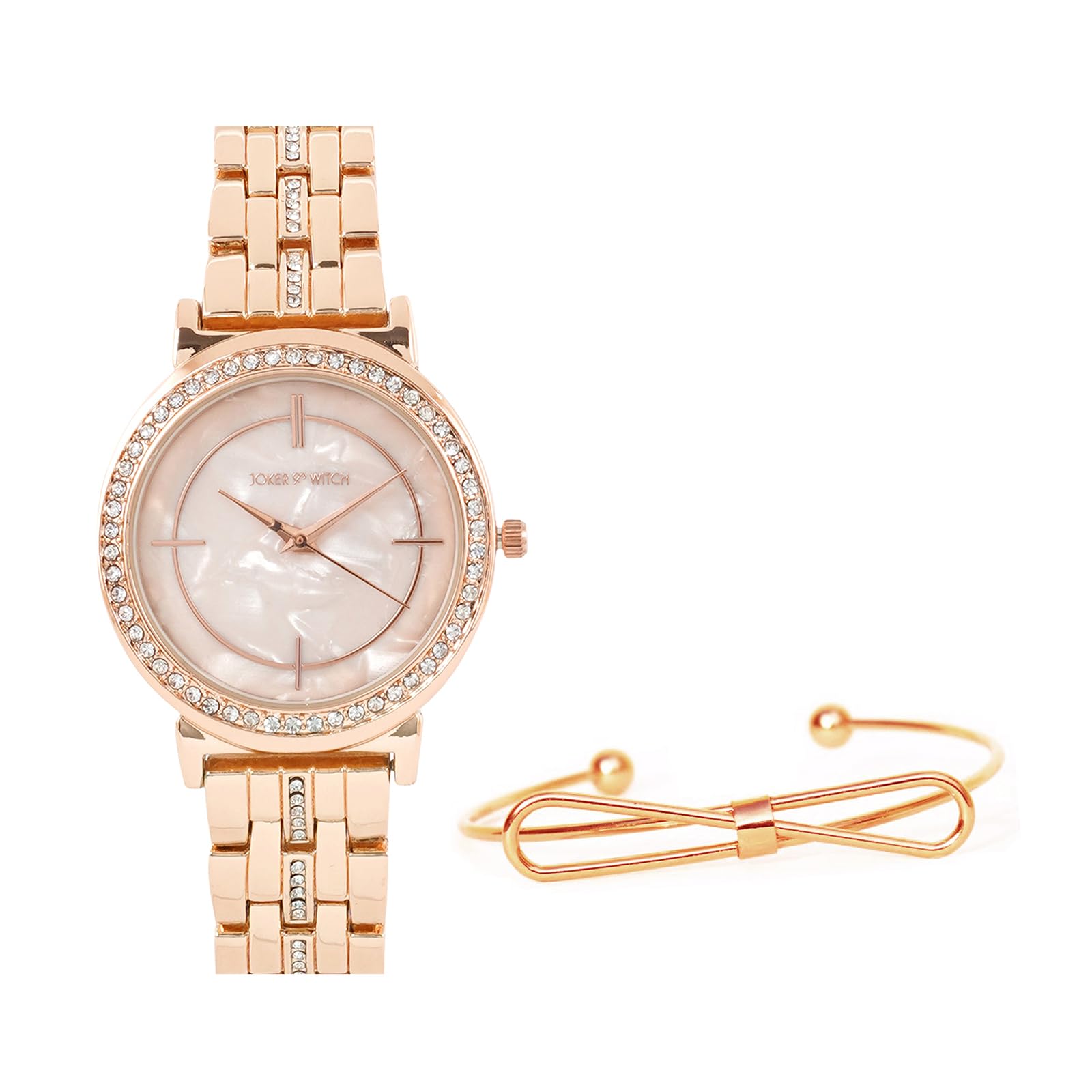 Joker & Witch Stainless Steel Women Champagne Please Rosegold Analog Watch Bracelet Stack, Rose Gold Dial, Rose Gold Band (B0C7L5RKJ2) Amazon Price History, Amazon Price Tracker