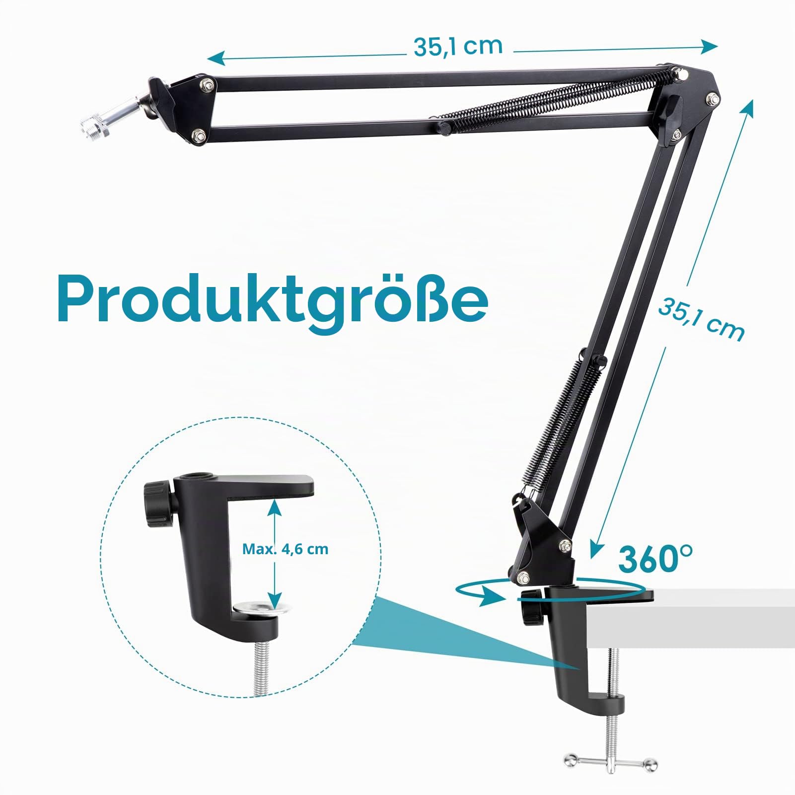 HyperX QuadCast Mikrofon arm – YOUSHARES Universeller Microphone Arm kompatibel mit HyperX QuadCast S/2S,Blue Yeti,Rode PodMic/NT-USB,Fifine AM8,Razer Seiren V3 Mini für Streaming, Gaming, Podcasting