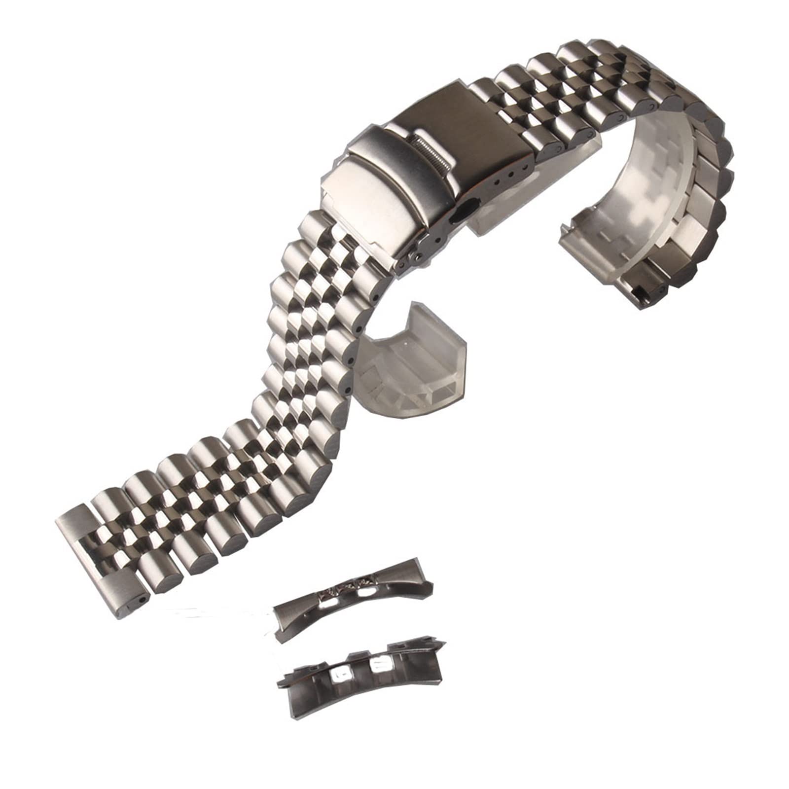 Bandoues de monatordes Bouetche en acier inoxydable 20 mm 22 mm 24 mm bracelet de montre en métal Bracelet Bracelet Boucle argentée Men de boucle (Color : Silver, Size : 24mm)
