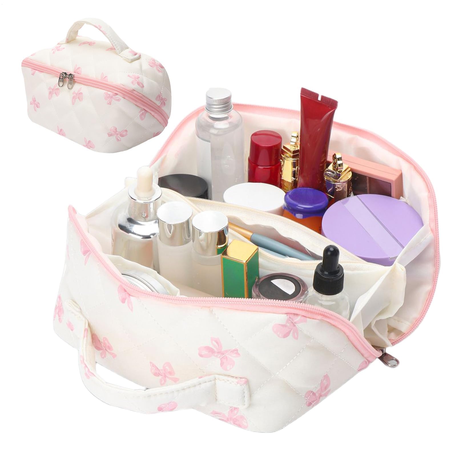 MRKU Trousse de Maquillage matelassée, Grand Organiseur de pinceaux esthétiques