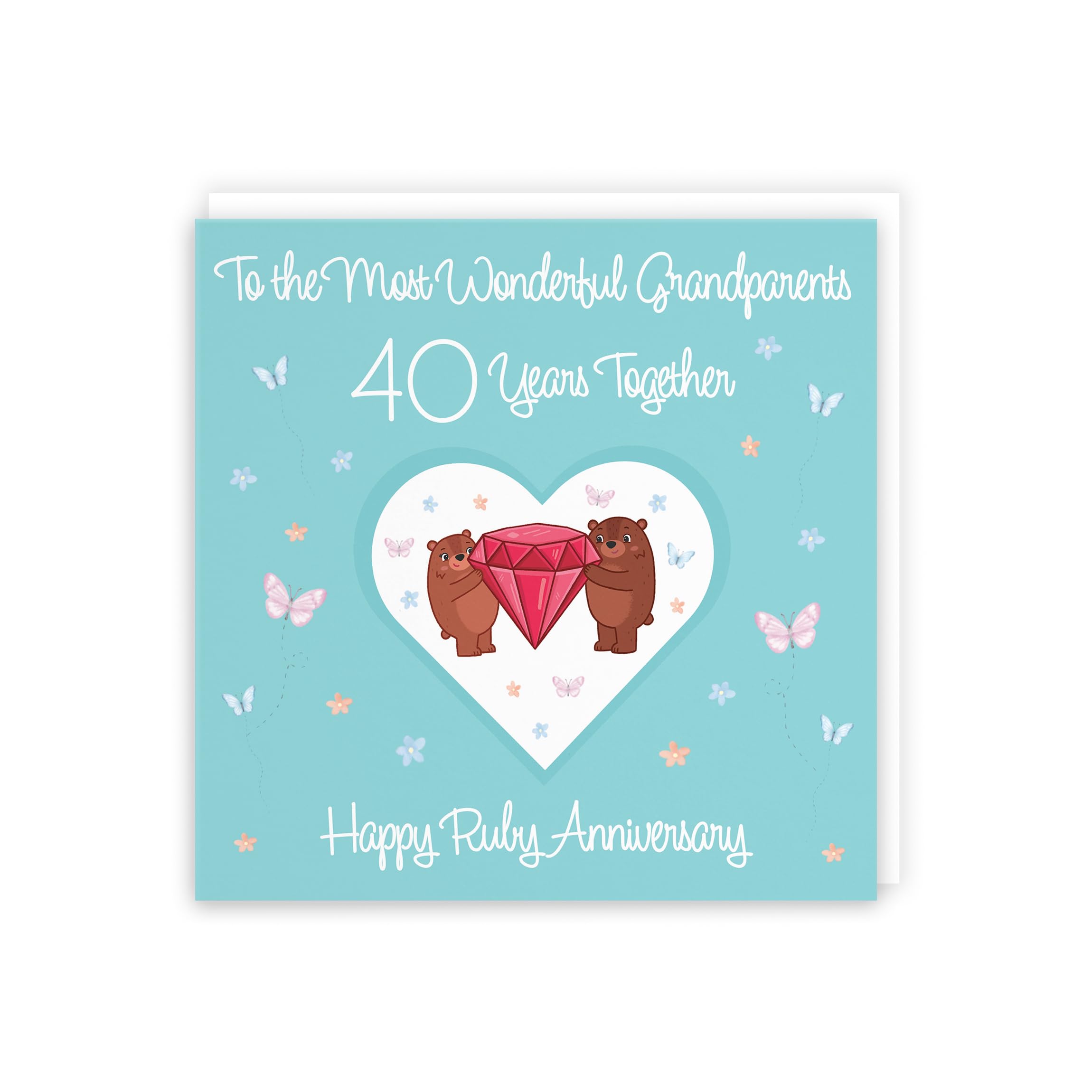 Hunts England, Grandparents 40th Anniversary Card, 40 Years, Ruby Anniversary, Romantic Meadows, Fun Card - Image 3