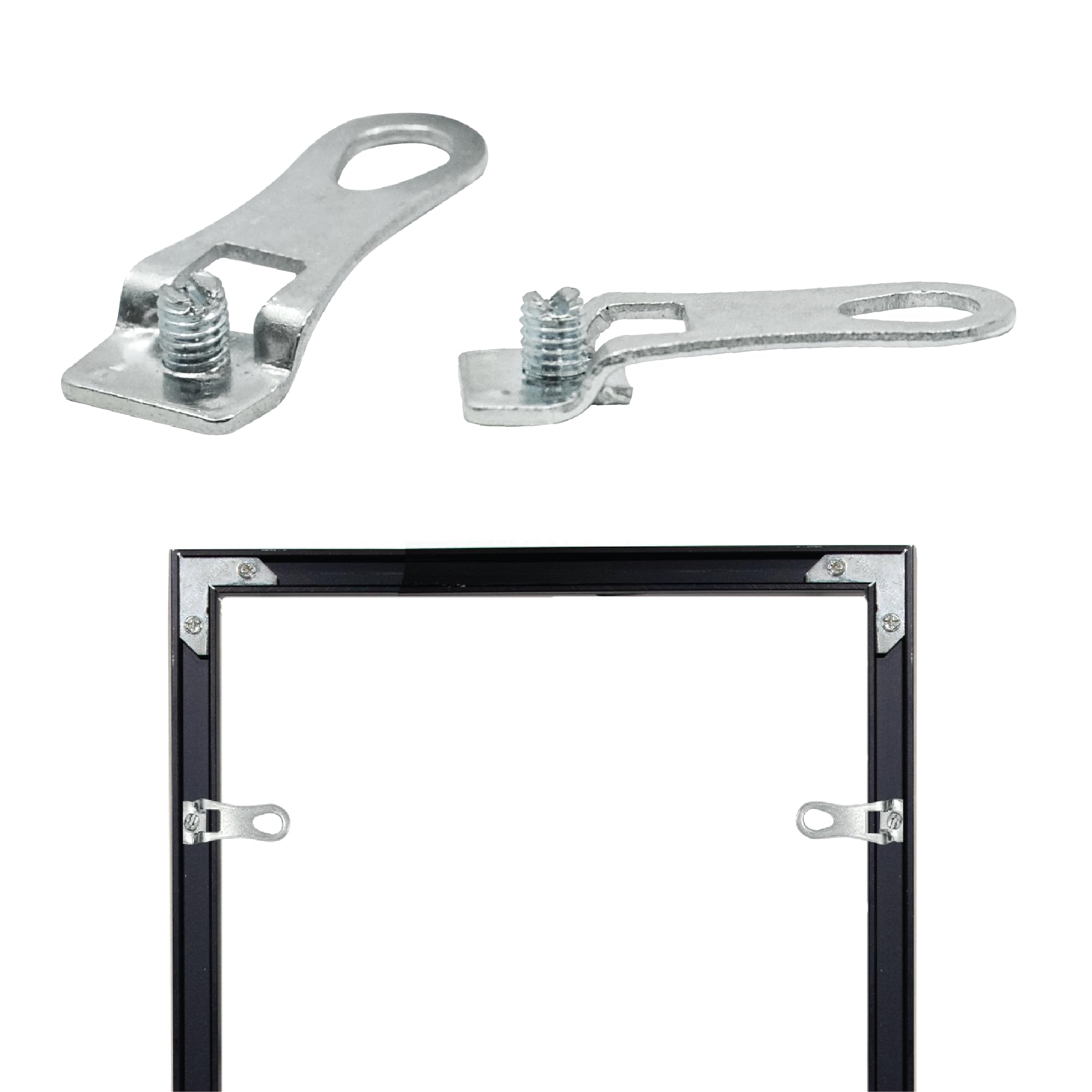 Metal Frame Euro D-Ring Picture Hangers - 12 Pack - for Open-Type Frame Channels