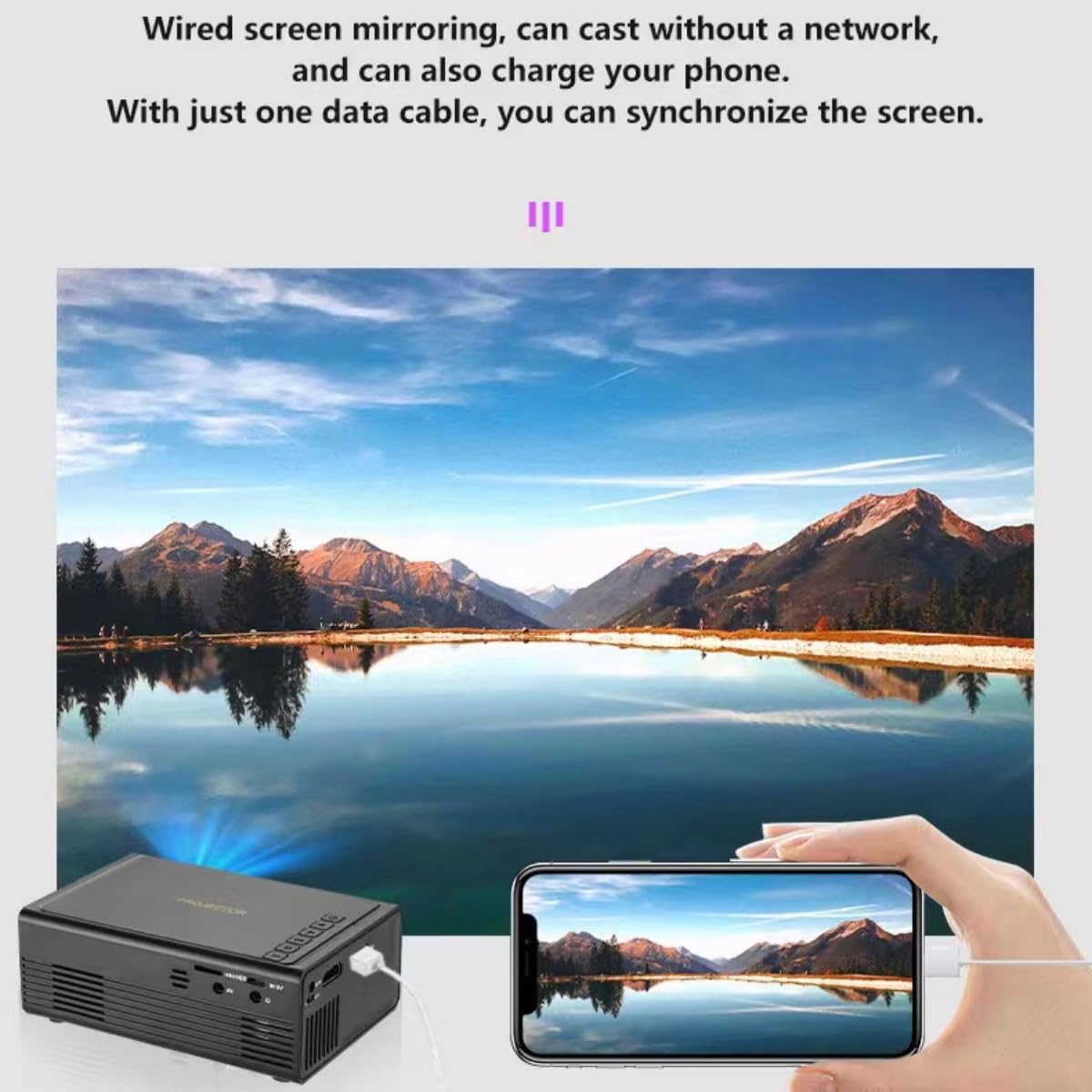 Mini proiettore portatile, proiettore cinematografico per bambini, mini proiettore supportato HD 1080P, piccolo proiettore portatile per film per uso esterno in campeggio, proiettore video home