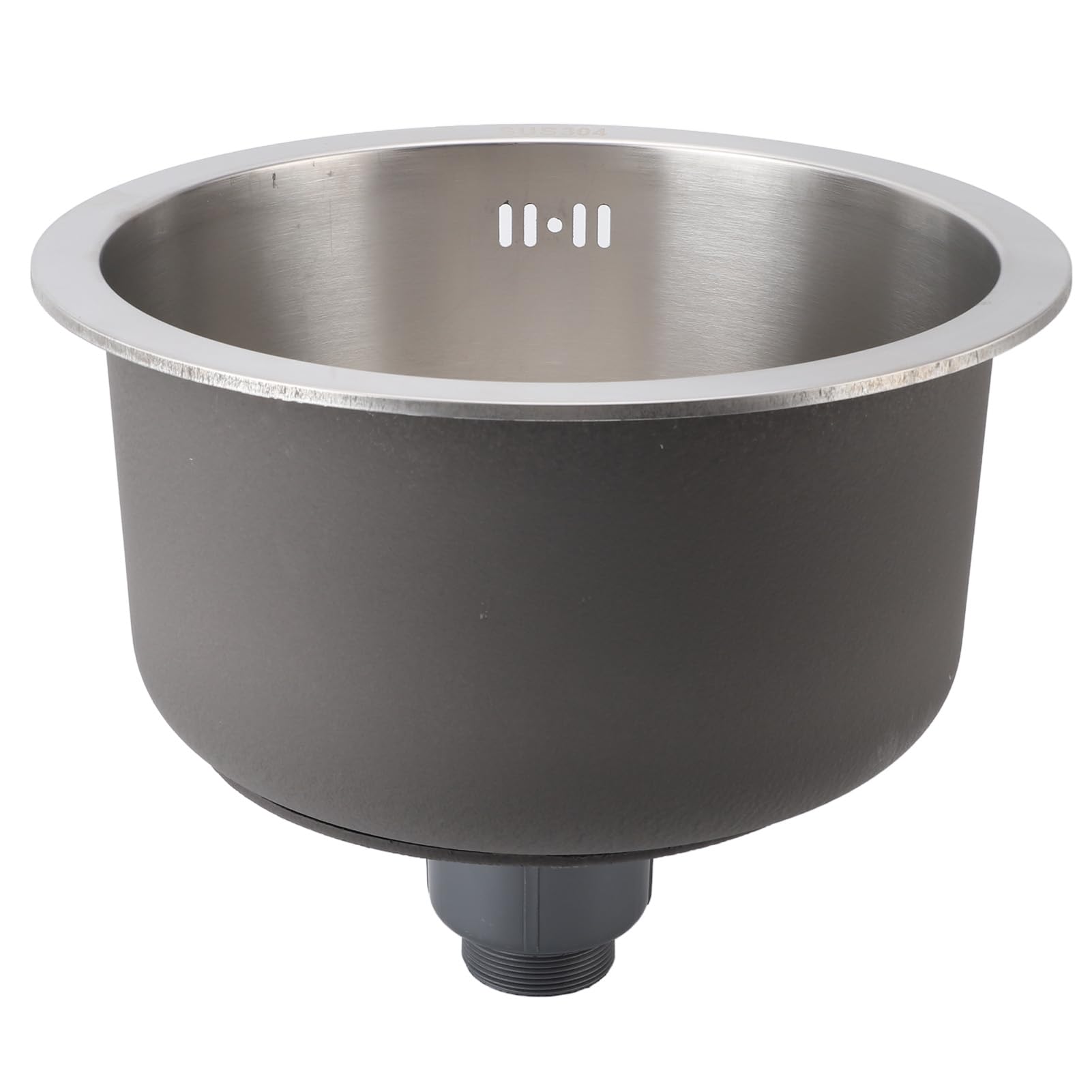 Barspüle aus Edelstahl 304, Gebürstetes Einzelbecken-Küchenspülbecken, 36 Cm Unterbau, Rostfreies Rundes Spülbecken, Anti-Überlauf, Ideal für Küche und Bar