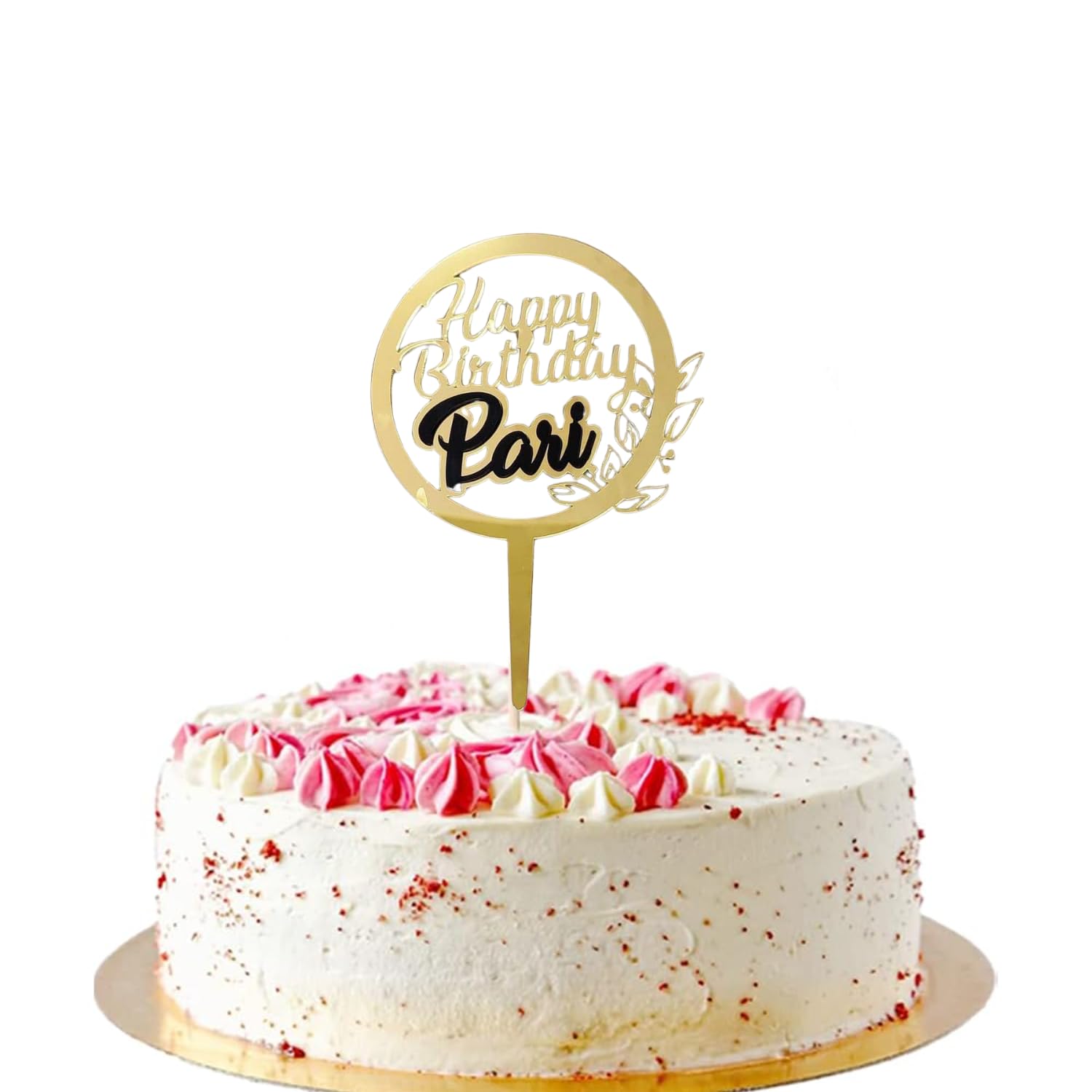 Bright Wood Craft Personalized Customized Cake Topper | Exclusive Wooden and Acrylic Party Decoration for Birthday, Wedding, Anniversary & More Cakes | Golden Mirror Finish Decorative Topper Pack of 1