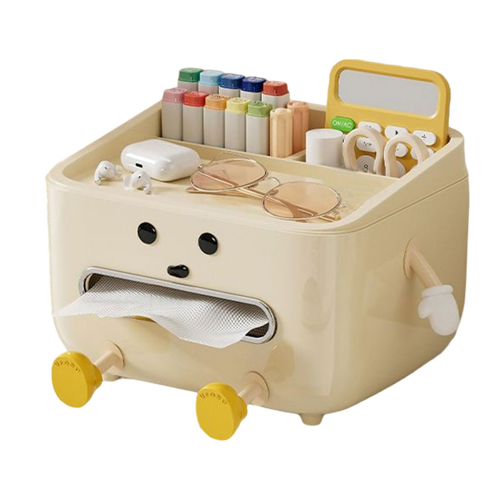 Kalttoy Tissue Box and Organizers Holder for Home Sturdy Tissue Box with Integrated Storage for Small Items Remote Control Holder