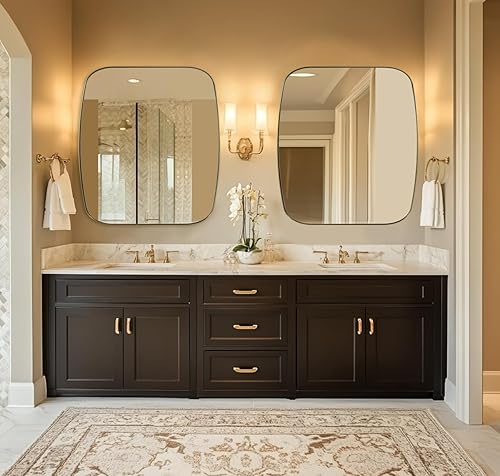 Miniatura 30 de ANDY STAR Espejos ovalados dorados para baño, espejo de pared oblongo, con marco de metal dorado cepillado de 24 x 36 pulgadas, espejo de tocador