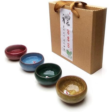 LENITH Korean Soju Glasses Sets, Unique Fish in the Glass Design