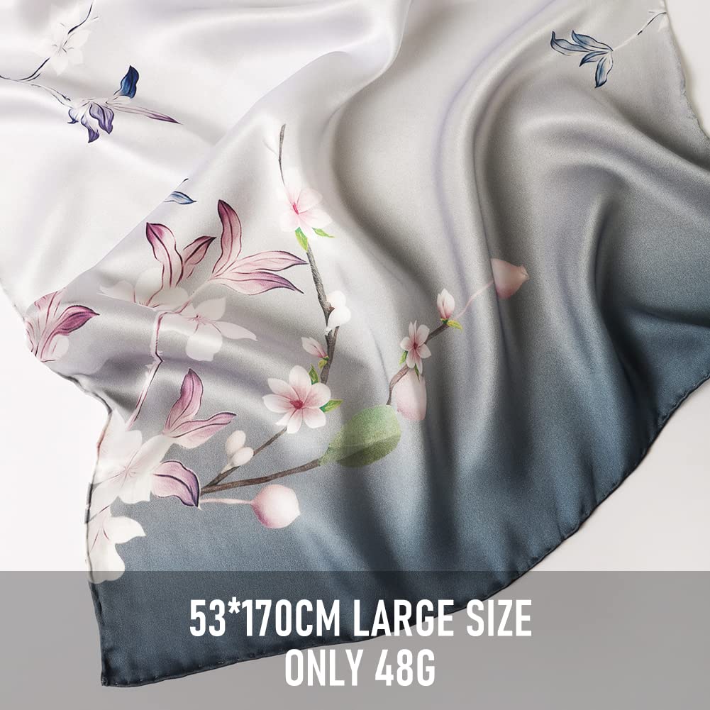 STORY OF SHANGHAI Sciarpa di 100% Seta da Donna Foulard Chiffon con Fantasie Orientale Semi-Trasparente