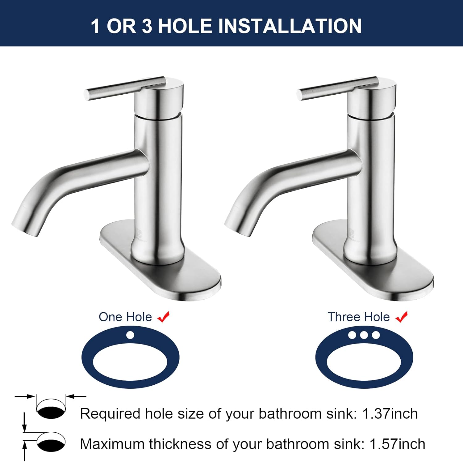 Suреr Brаndѕ HOMELODY Bathroom Faucet Brushed Nickel for 1 or 3 Holes, Single Handle Bathroom Sink Faucet with Deck Plate and Supply Lines,Single Hole Vanity Faucet RV Faucets Lavatory Faucet Stainless Steel 80% оƒƒ Dіѕсоunt HOMELODY Bathroom Faucet Brushed Nickel for 1 or 3 Holes, Single Handle Bathroom Sink Faucet with Deck Plate and Supply Lines,Single Hole Vanity Faucet RV Faucets Lavatory Faucet Stainless Steel