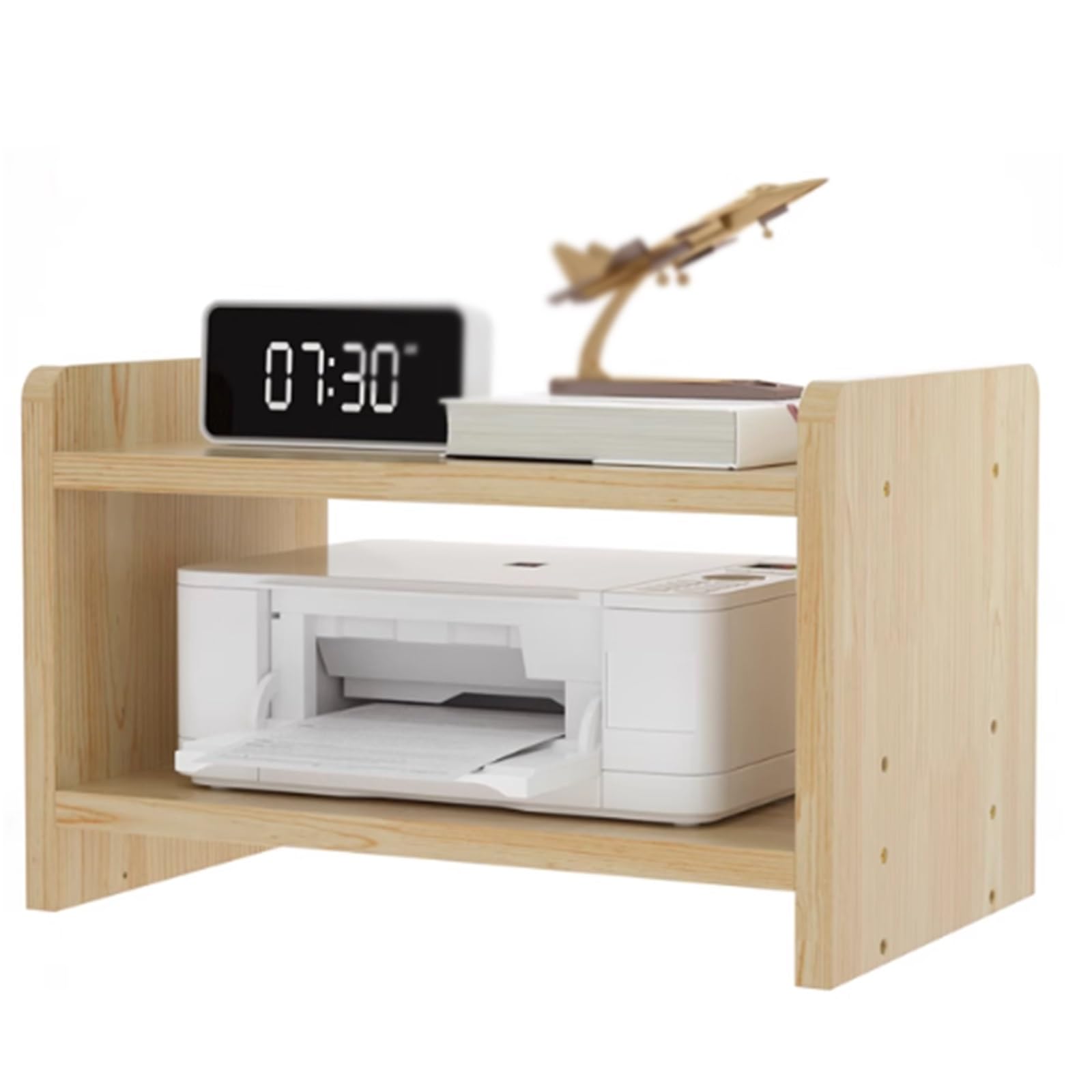 Großer Druckertisch aus Holz, höhenverstellbares Lagerregal, Desktop-Druckerständer, bodenstehende Lagerregale, für das Home Office, 2-stufig (43,4 * 24 * 30 cm)