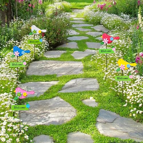 Image of 5Pack Metal Bird Decorative Garden Stakes,15.9 Inch Metal Garden Decor for Outside for Spring Decor, Shaking Head Yard Art Garden Decorations for Outdoor Lawn Pathway Patio
