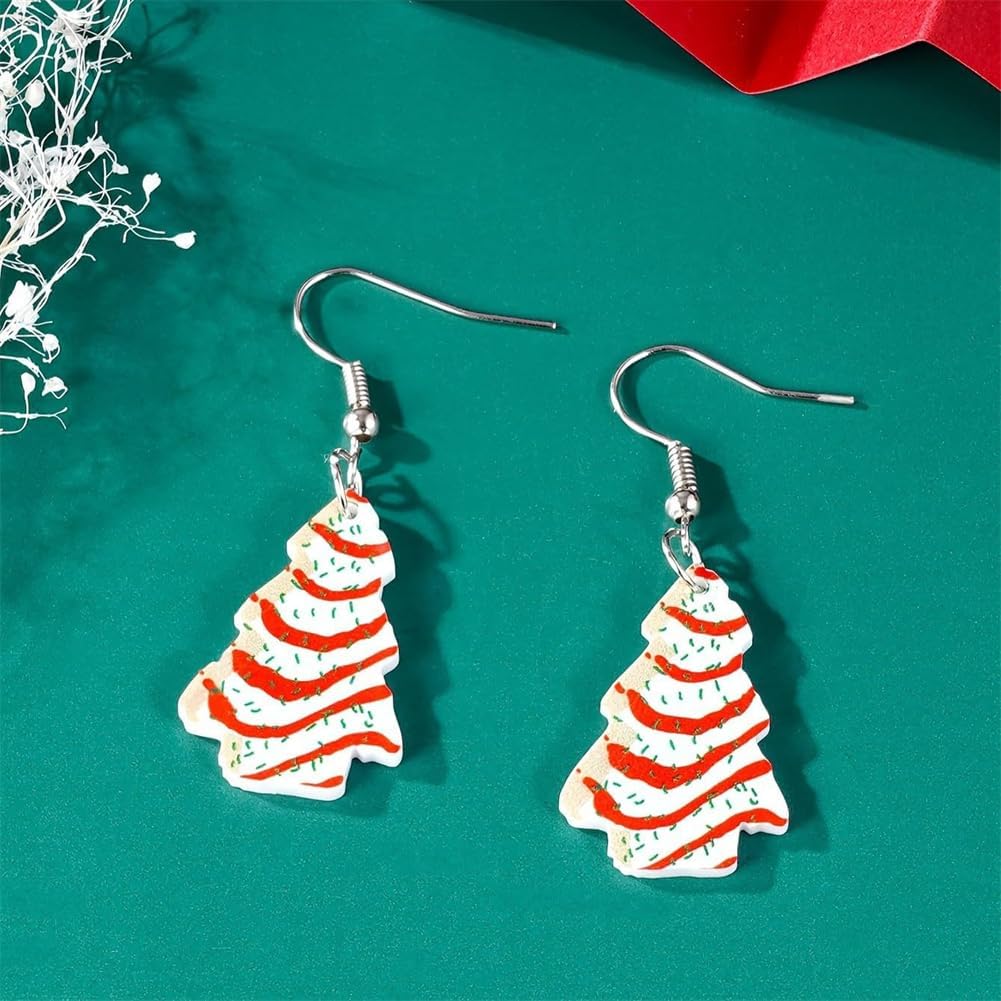 Christmas Tree Cake Earrings For Women Drop Dangling Funky Holiday Earrings Jewelry - Image 3