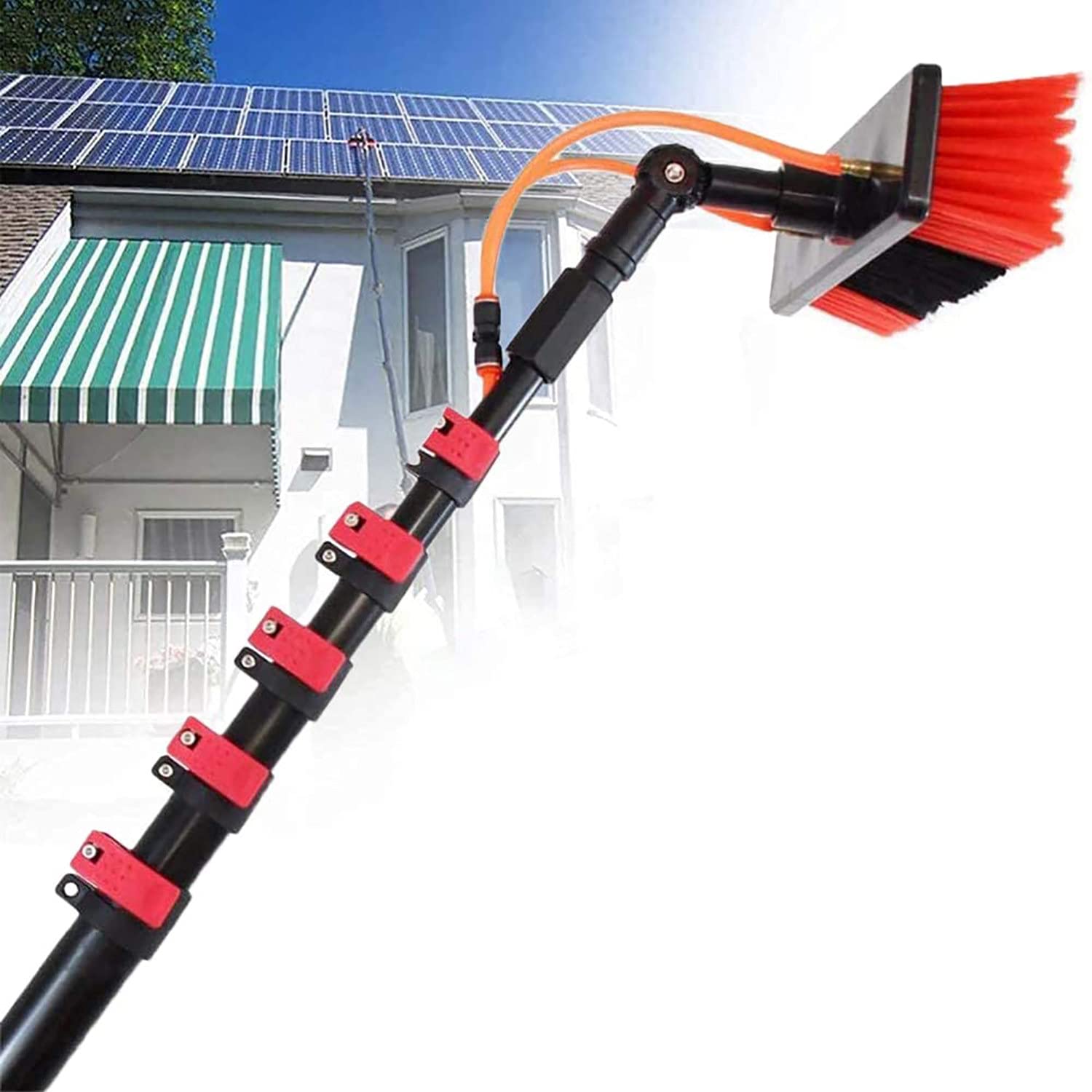 Brosse de Nettoyage de Panneau Solaire avec Poteau Extensible de Nettoyage de Vitres