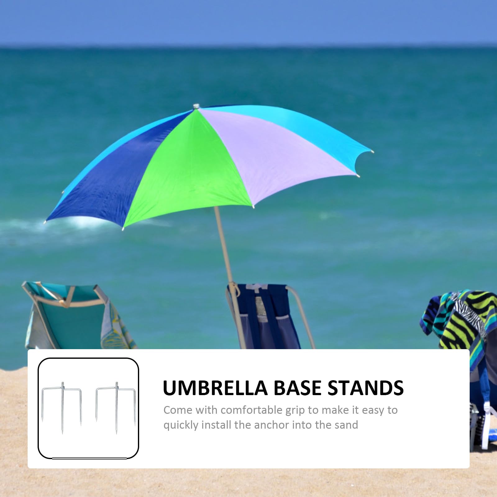 Ancre de parasol de plage en acier de 12 mm avec base de fourche robuste pour extérieur et jardin, installation facile pour jardin et jardin