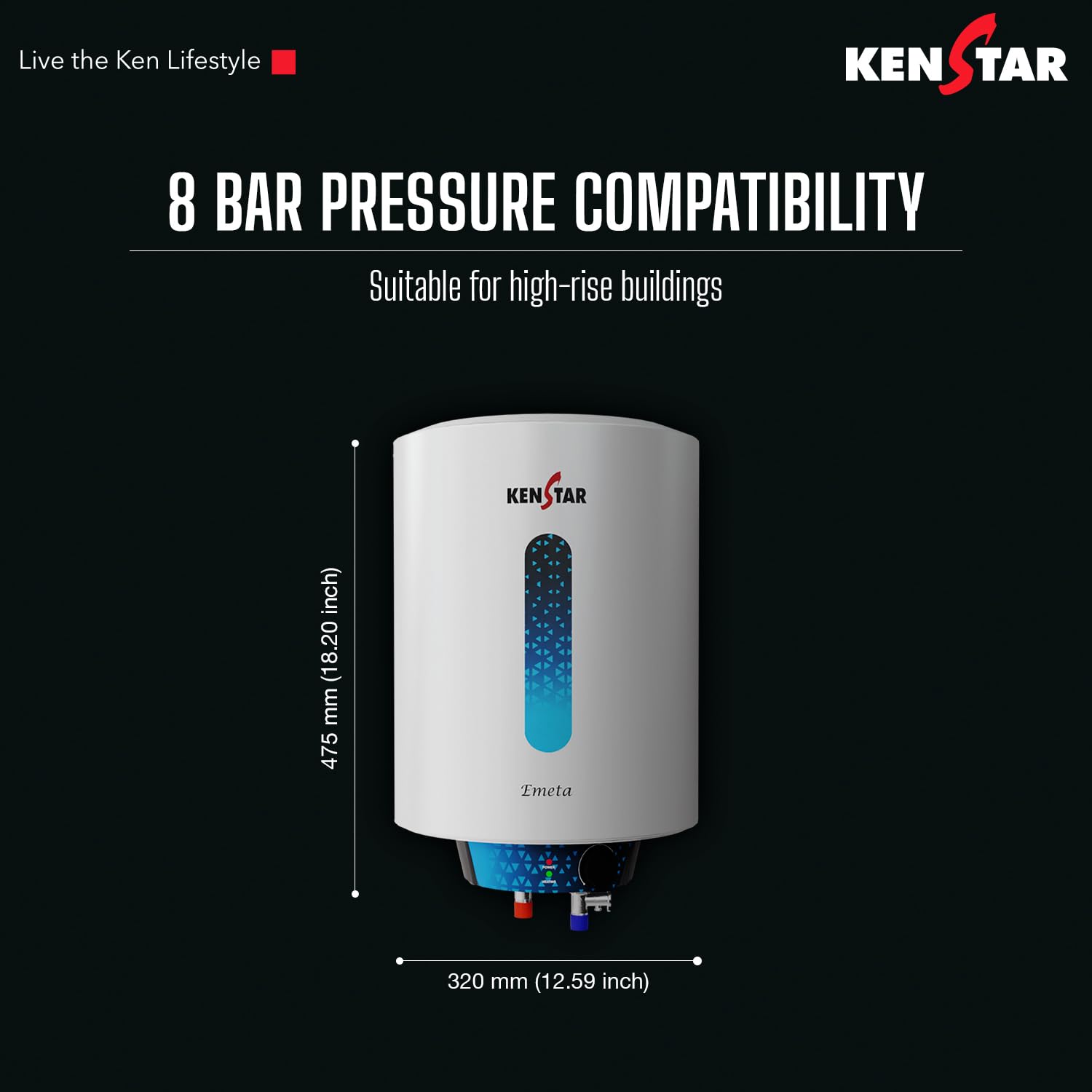 Kenstar Emeta 15L Vertical Storage Water Heater for Home| 5-Star Rated Geyser| Multiple Safety Systems with Advanced 3 Level Safety| White & Black 2