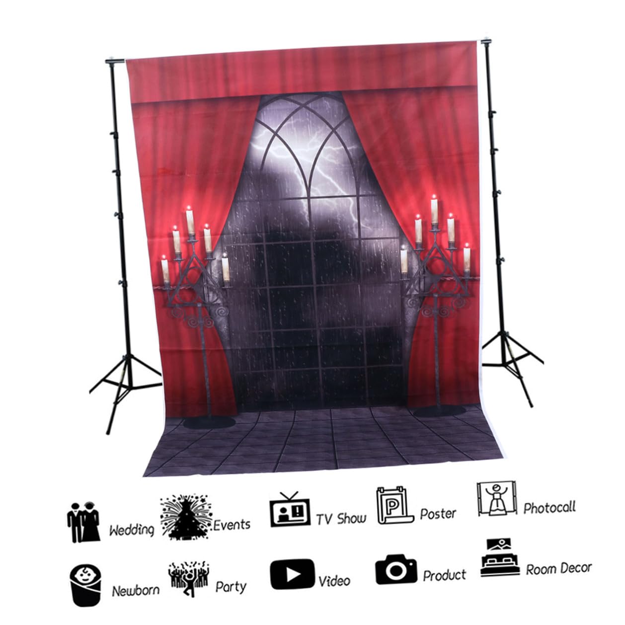 Ipetboom Sfondo Spaventosa Fotografico di Rosso in e Halloween Motivo Vinile Realistico Tridimensionale Decorazione Murale per Feste