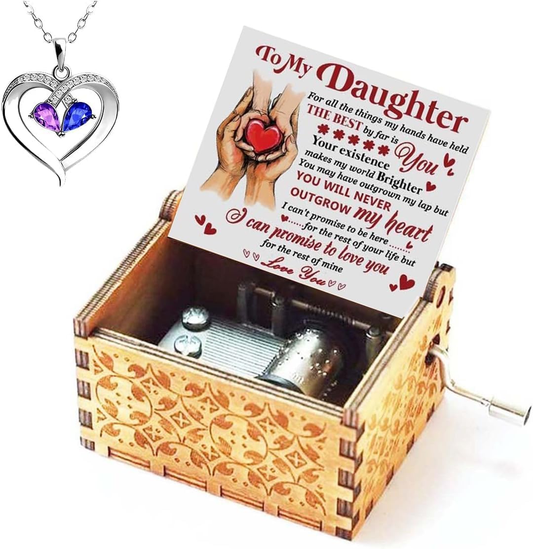 Music Box for Niece from Unlce or Auntie Hand Crank Engraved Musical Box Mechanism Antique Vintage Personalizable Gifts for Christmas/Birthday/Wedding