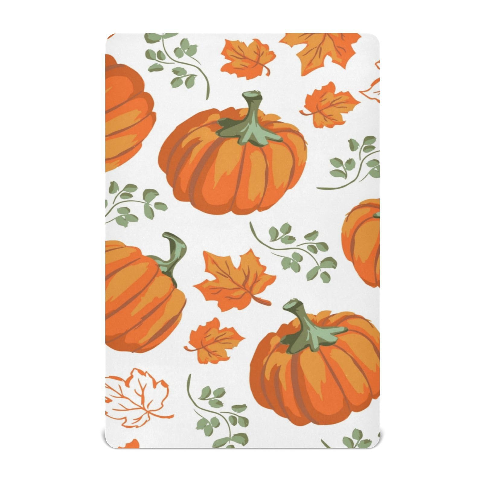 Moudou Autumn Harvest Pumpkin Playard Sheet for Boy Girls, Soft Breathable Fitted Toddler Sheet for Standard Playard Bed Mattress, 39 x 27 x 5 Inch