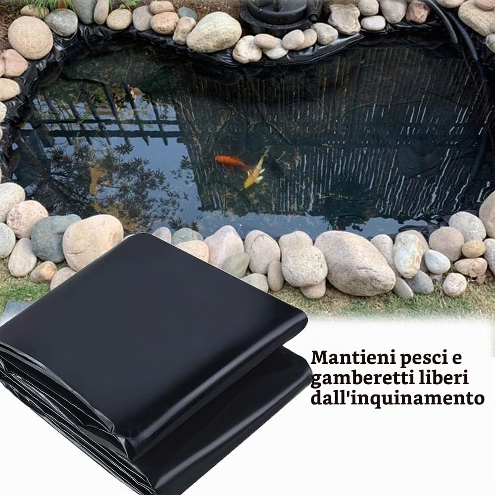 Telo impermeabile per laghetto, 6 x 10 m, spessore 1,5 mm, resistente ai raggi UV, membrana per laghetto per ruscelli, fontane e giardini acquatici, ideale per grandi laghetti e giochi d'acqua