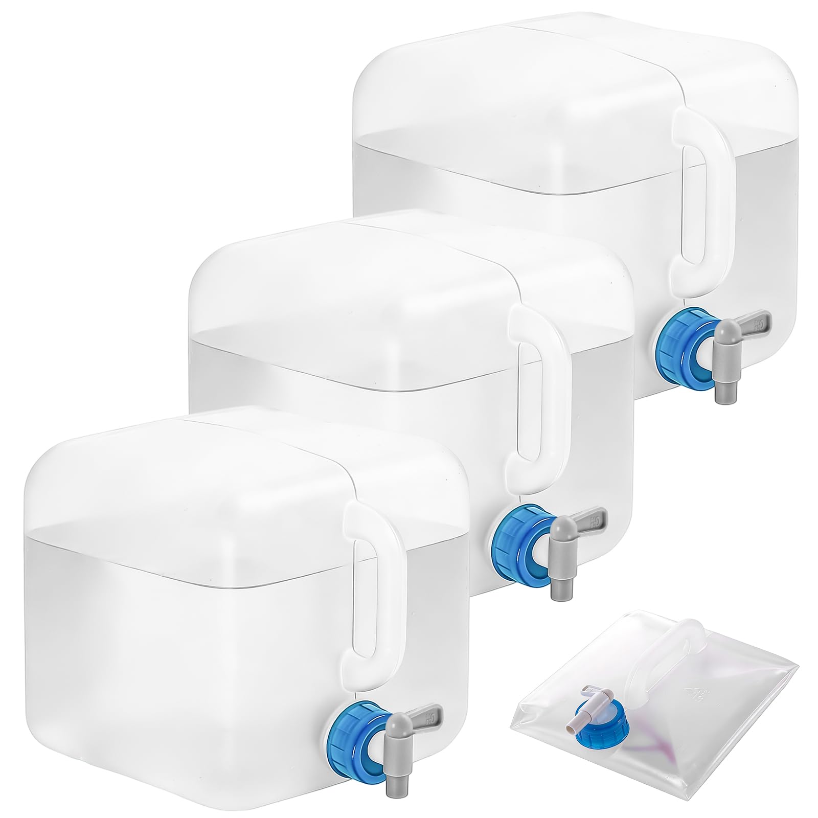 Aicharynic Ensemble de 3 bidons d'eau Pliables avec Robinet, réservoir d'eau de 10 L en PE sans BPA, poignée de Transport, Joint étanche, idéal pour Le Camping et la randonnée