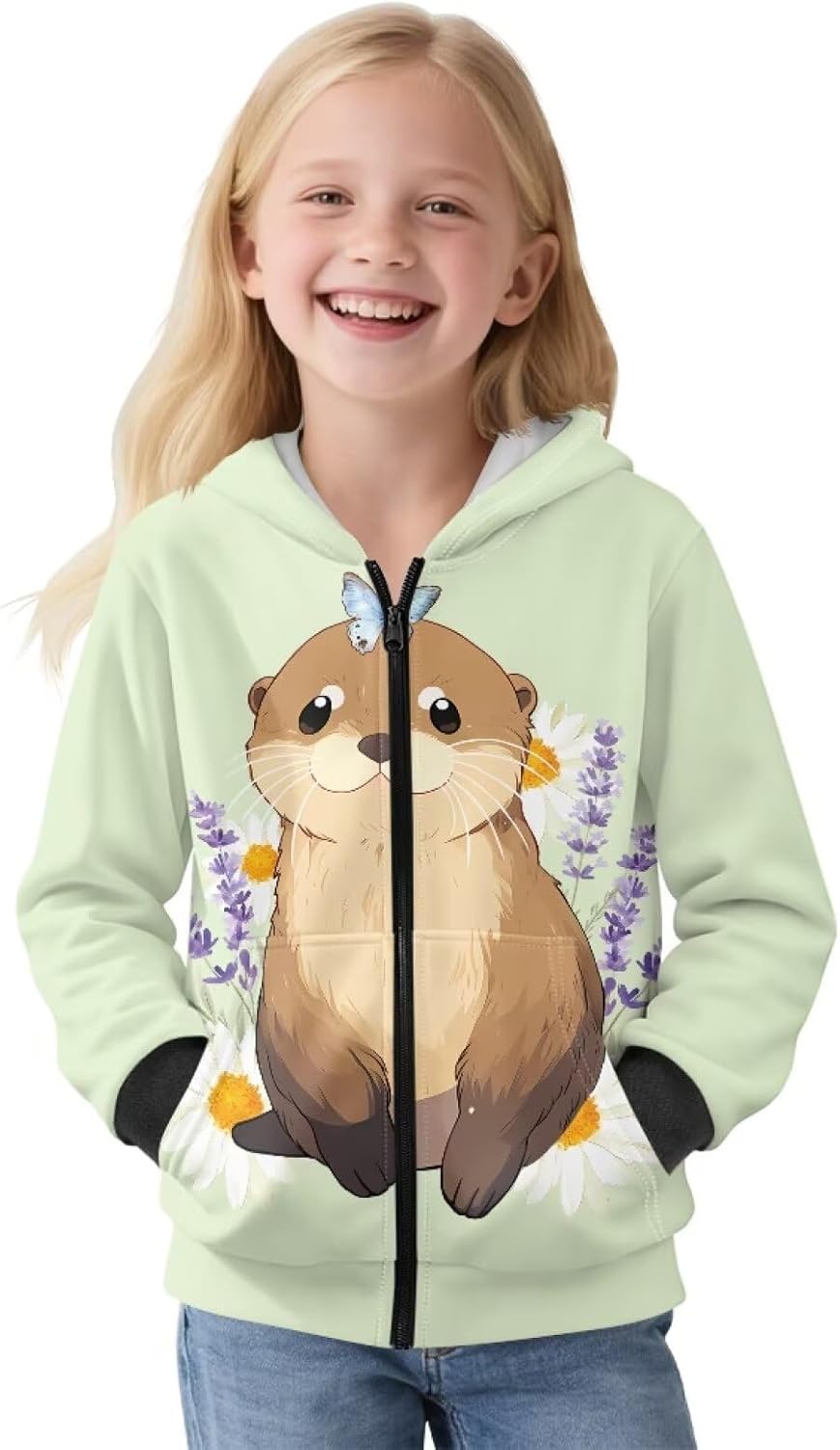 Cozeyat Girls Zip Up Fleece Hoodie Casual Long Sleeve Jacket Lightweight Sweatshirt with Pockets Fall Winter Outfits Clothes