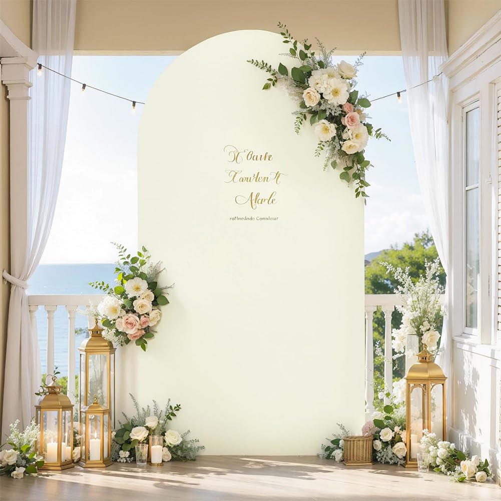 Lot de 3 housses pour arche de mariage, blanc, 180 cm, 200 cm, 220 cm, en élasthanne, housse de fond extensible pour mariages, fêtes d'anniversaire, baptêmes et banquets