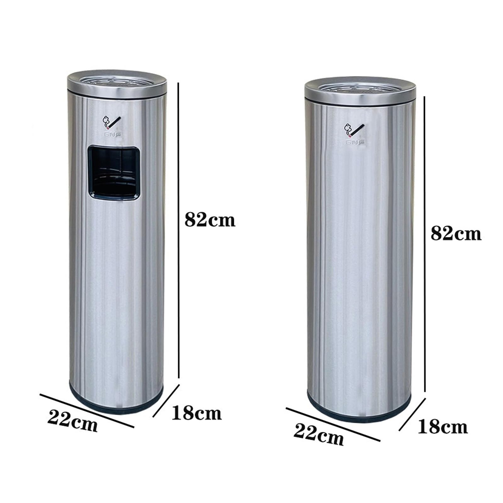 DFEDHF Garbage Cans Stainless Steel Floor-Standing Vertical Ash Column Indoor Ash Bucket Outdoor Smoking Area with Ashtray Outside Trash Bin(H-One Size)