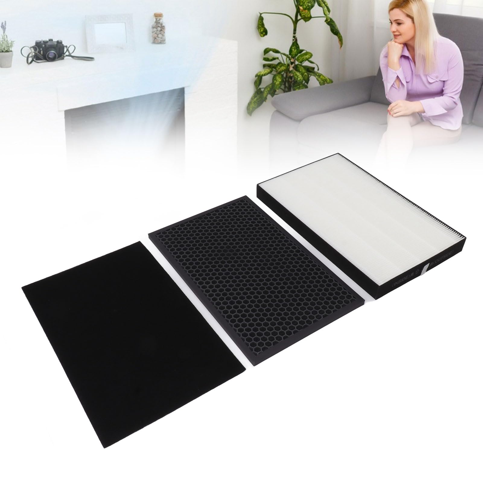 Kit de Remplacement Efficace de Filtre de Purificateur D'air pour KJF280ZAW, KJF280WAW, KCBD30S avec élimination des Odeurs pour un Usage Domestique 15,7x9,6x1,6 Pouces