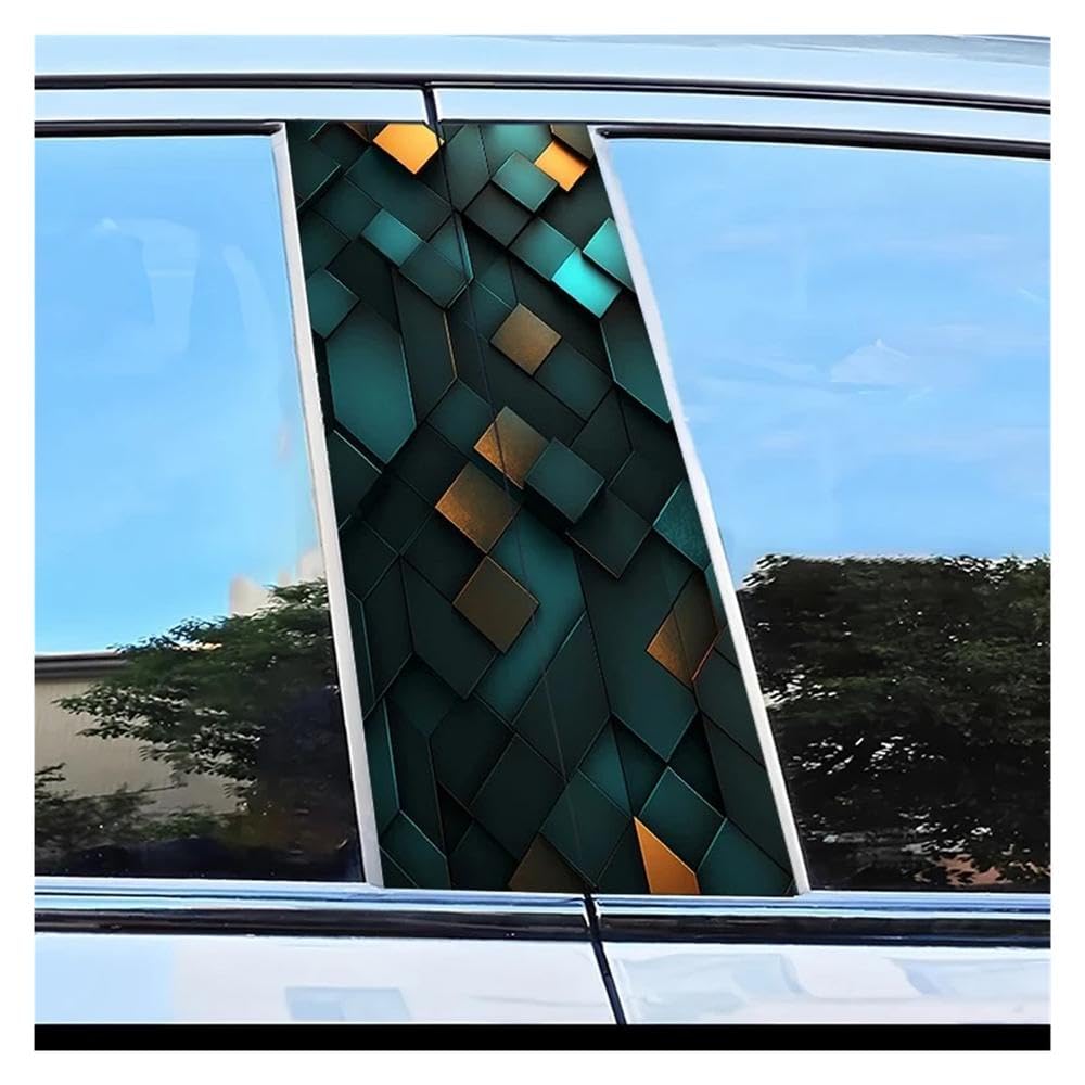 Dabhuoc One Color Car Parts 2Pcs Car Door Post Decals Geometry Pattern Scratch Resistant Film