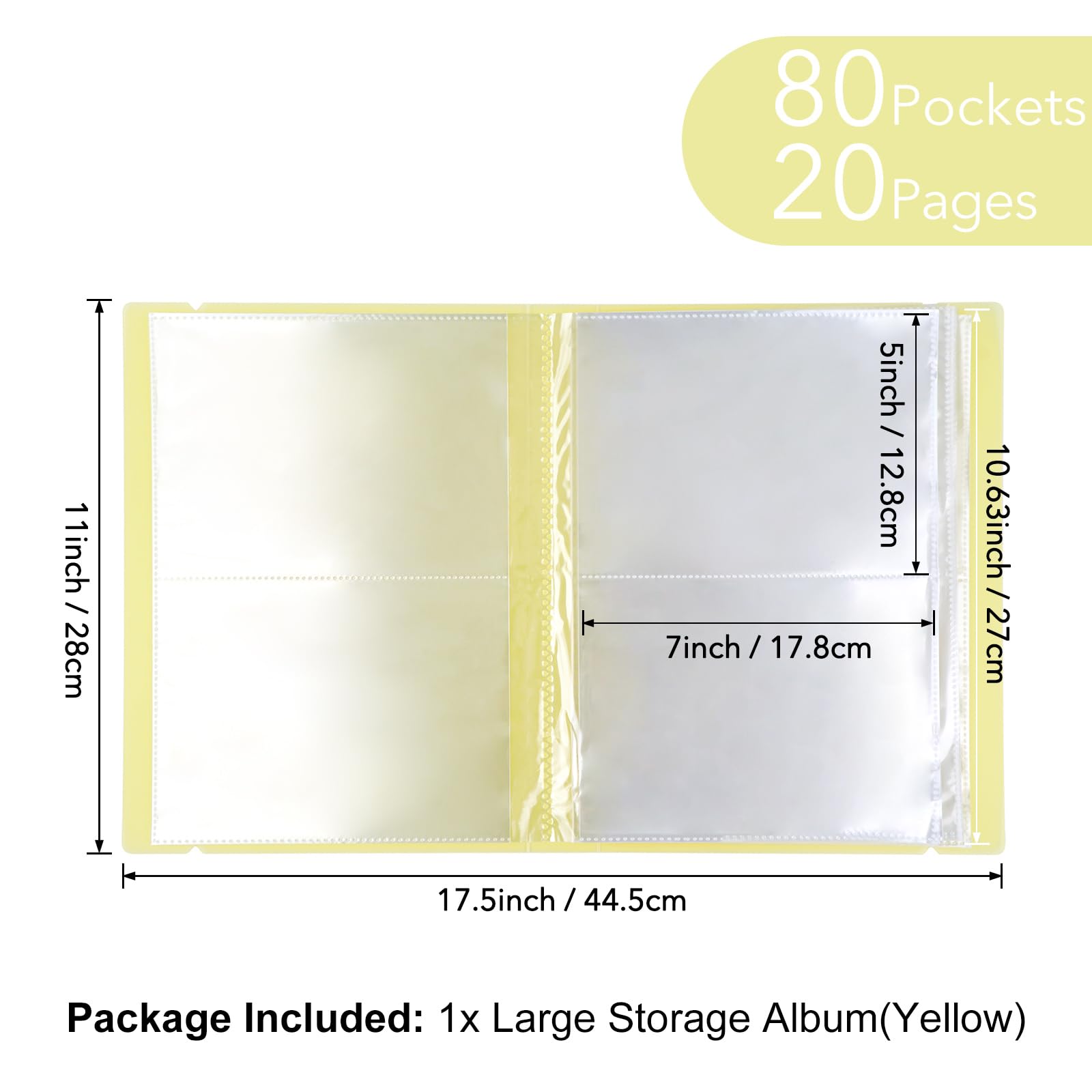 OTCRAFT 20 Pages80 Pockets /1Set Large Clear Sticker Photo Storage Album; Storage Book Organizer Folder for Postcards Stickers Photo - Image 2