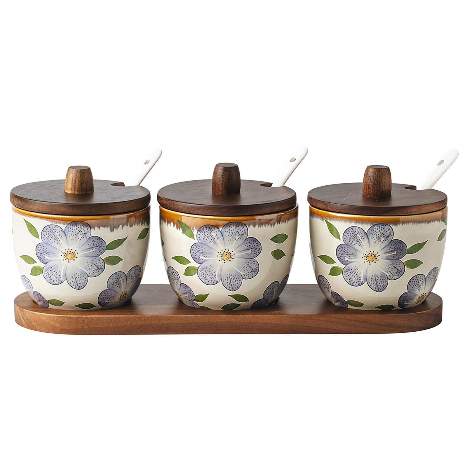 Zuckerdose mit Deckel und Löffel, 3er-Set, Zuckerbehälterhalter für Kaffeebar-Zubehör, Zuckerdose, Zuckerdose, Küchendekoration, Einweihungsgeschenk (Blau-B, 230 ml)