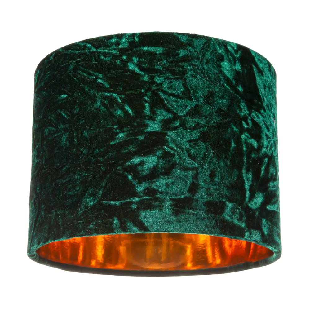 Rackhams Green Modern Crushed Velvet 8" Table/Pendant Lampshade With Shiny Copper Inner