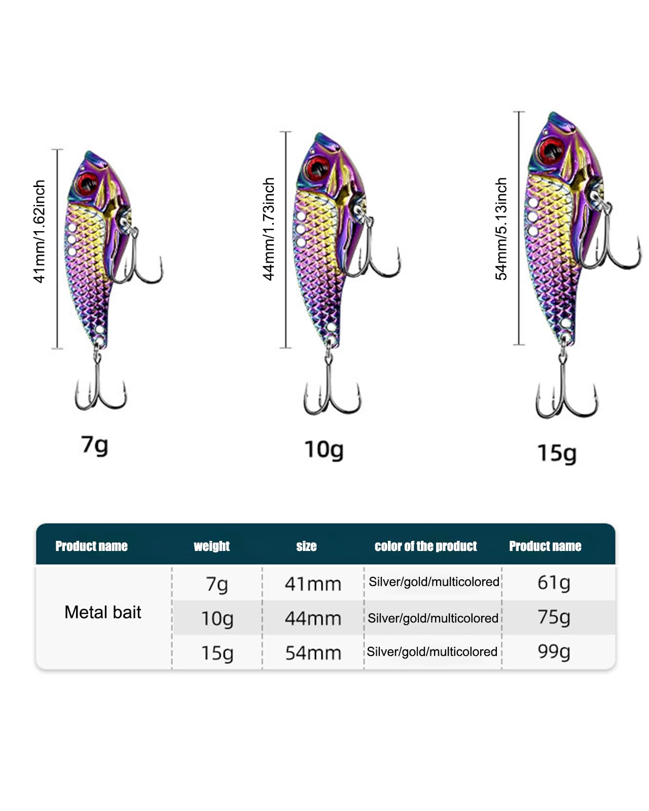 AOTULIGHT 5Pcs Bionic Lures, Metallic Glitter Bionic Lures Kit Creative Simulation Lures can Bounce Fresh and Saltwater Fishing Accessories for Outdoor Fishing Enthusiasts (Multicolored?15g?)